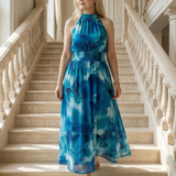 Mira™ – Řasené halter midi šaty