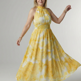 Mira™ – Řasené halter midi šaty