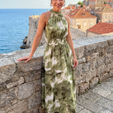 Laura™ – Midi župany s pruhovaným pasem a abstraktním povrchem