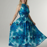 Mira™ – Řasené halter midi šaty