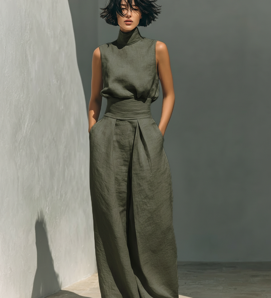 Anna – Minimalistický dámský set s topem a kalhotami
