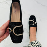 Glitter Black Loafer
