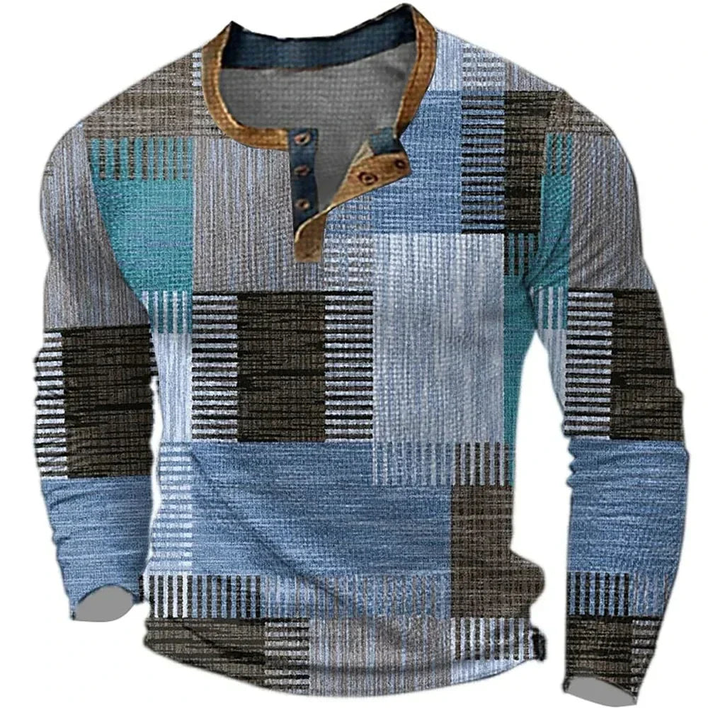 Lukáš – Barevná pánská košile s dlouhým rukávem a patchwork designem
