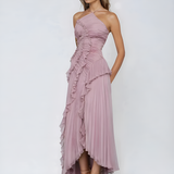 Tereza – Elegantní plisované šaty s asymetrickým střihem
