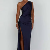 Mira™ – Dlouhé saténové šaty s potiskem