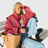 Faye™ - Oversized Kožená Bunda