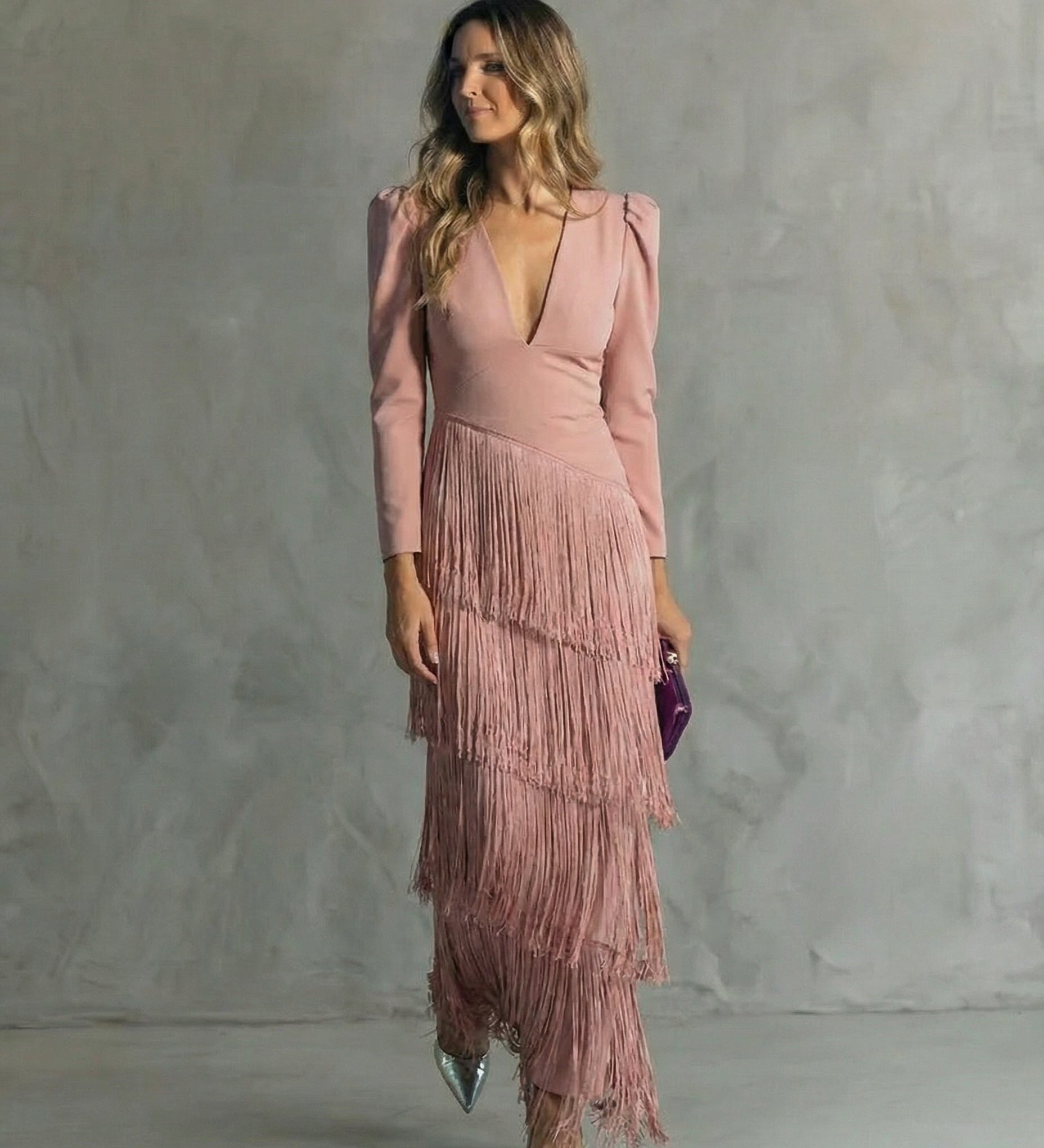 Tereza – Elegantní midi šaty s třásňovými detaily