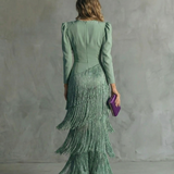 Tereza – Elegantní midi šaty s třásňovými detaily